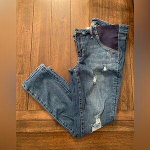Blue Distressed Maternity Jeans